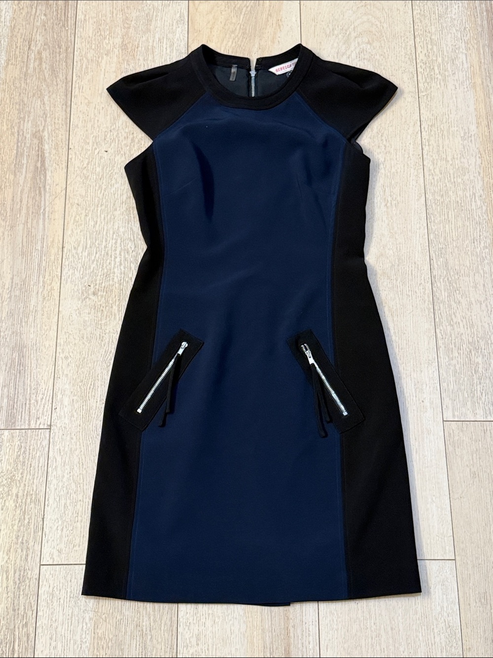 Rebecca Taylor Navy Black Cap Sleeve Sheath Dress Size 0